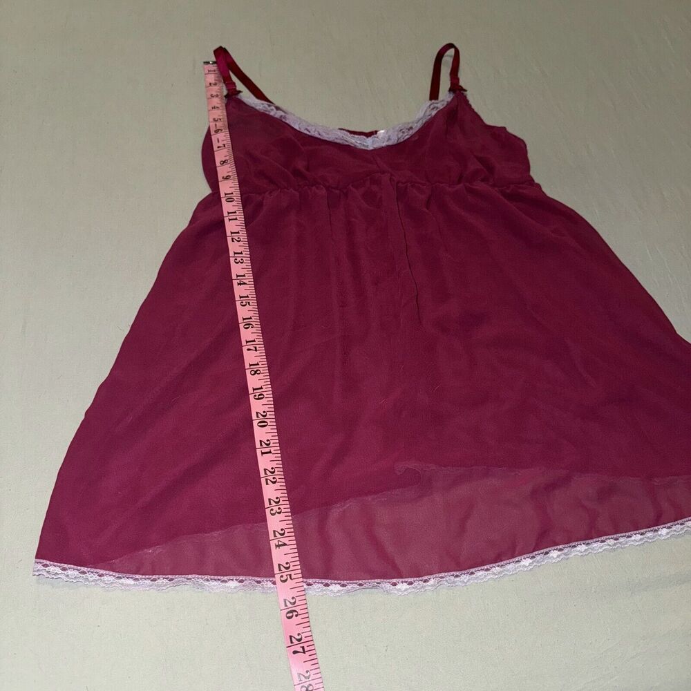 Simple Pleasures Tank Top Women's XL Pink Lined Classic V-Neck Lace Trim Sleep - Picture 4 of 6